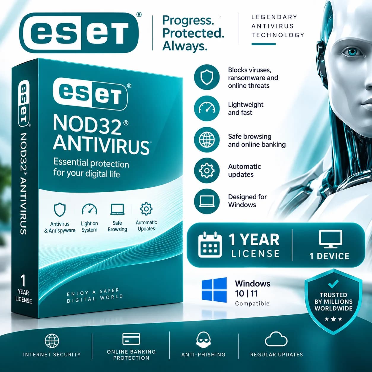 ESET NOD32 Antivirus 1 Year License - 1 Device - Digital Activation Key