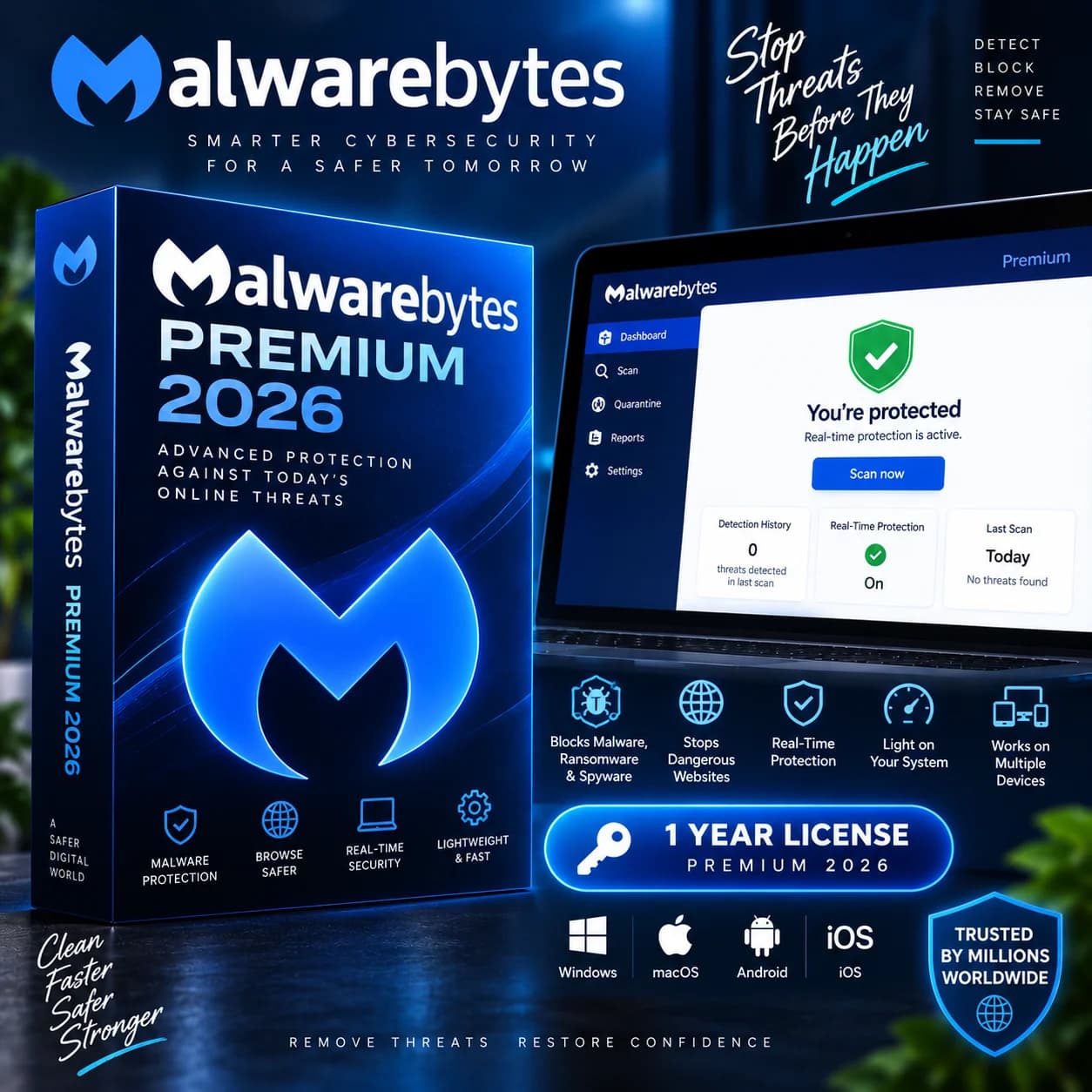 Malwarebytes Premium 2026 Lifetime License - Digital Activation Key
