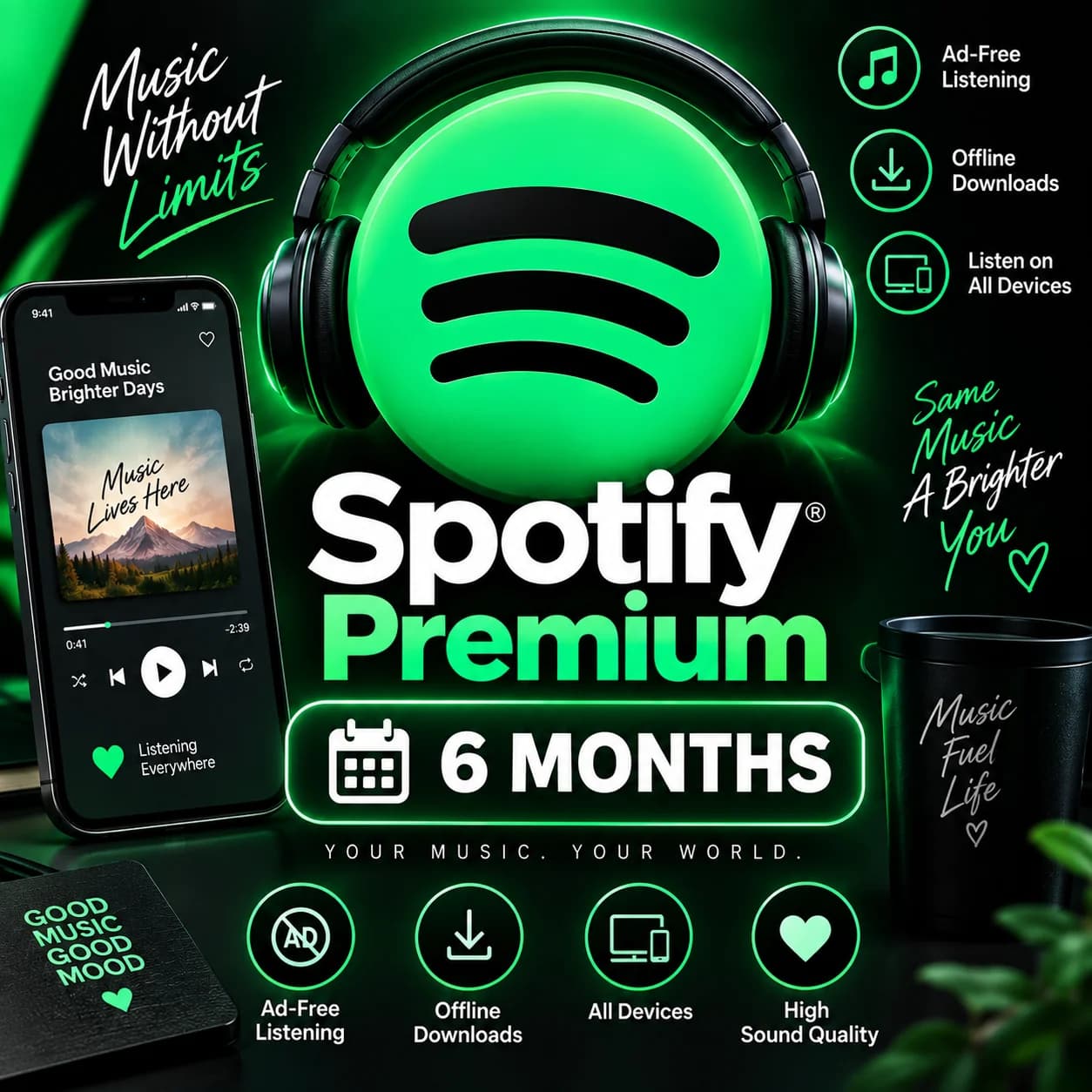 Spotify Premium 6 Month Subscription - 1 Year Digital Access