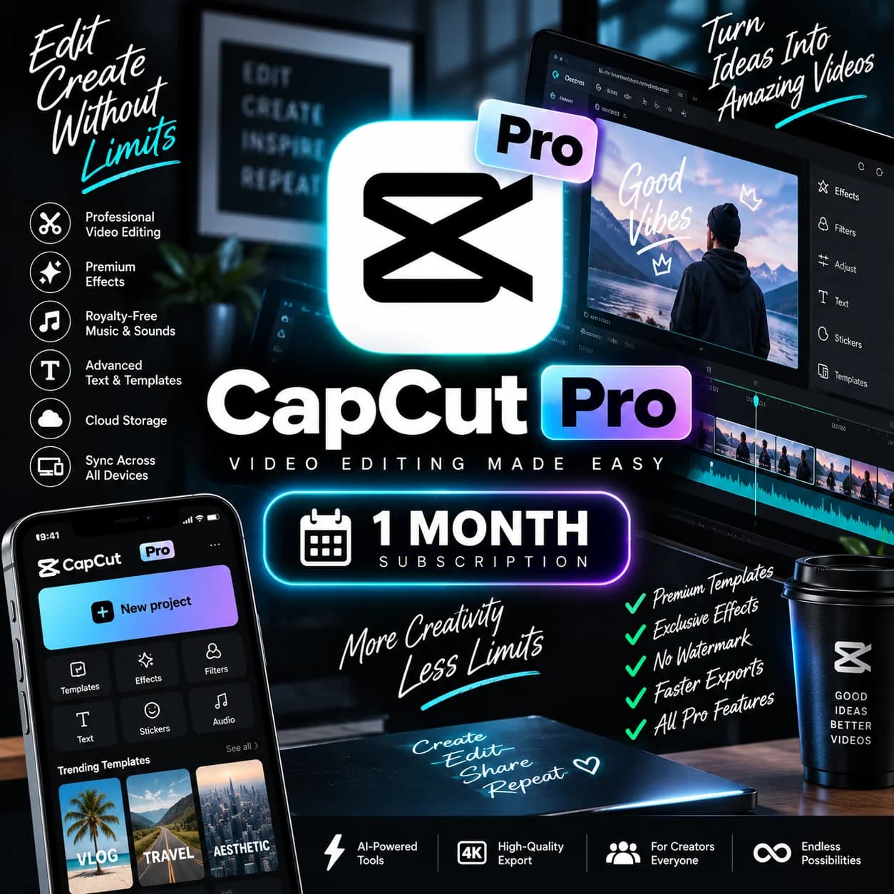 CapCut Pro Subscription 1 Month - Private Account - Digital Access