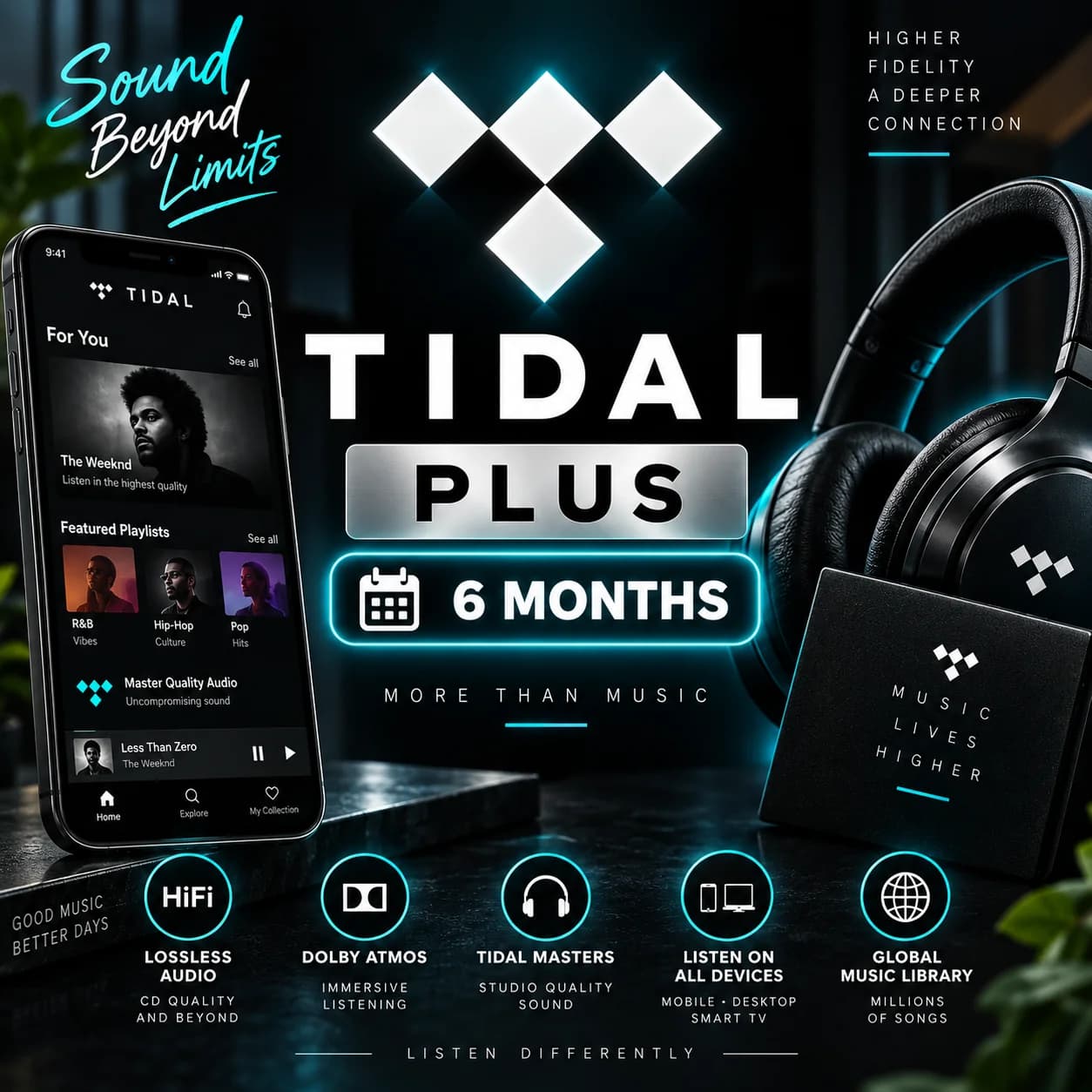 TIDAL HiFi Plus 6 Month Subscription - 6 Month Premium Music Access