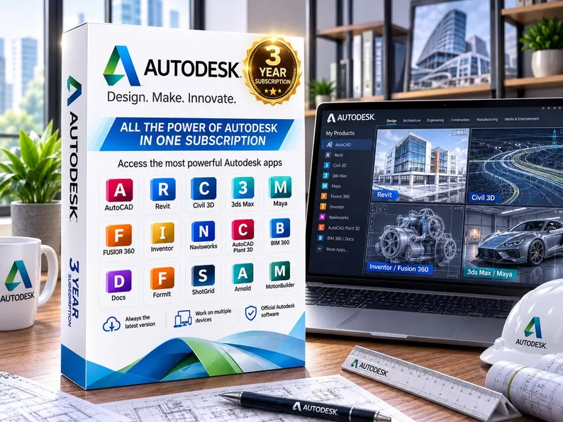 Autodesk Subscription | 3 Year Access | AutoCAD, Revit, Civil 3D, 3ds Max, Maya & More | Design Engineering Software | Fast Delivery | Edu